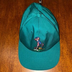 Teal Embroidered Pink Panther Golfing Men's Hat Vintage 1996